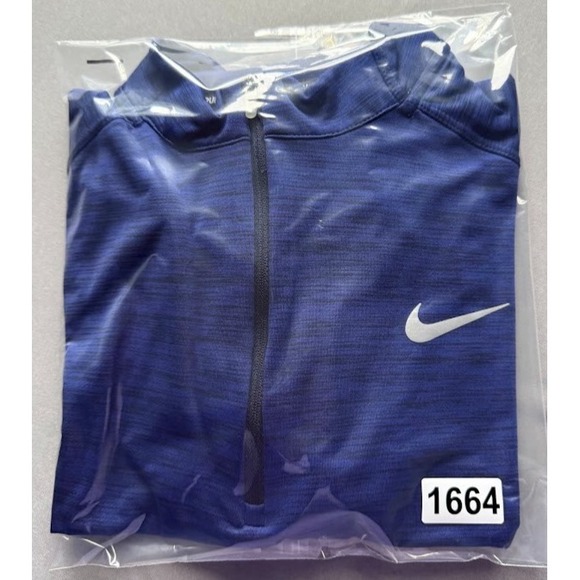 Nike Dri Fit Sweatshirt Women Medium Blue 1/4 Zip Long Sleeve High Neck Running - Picture 16 of 16